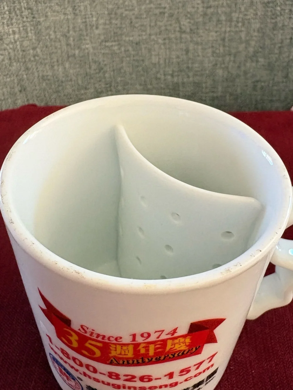 Never Use Ceramic Tea Mug with Built-in Filter and Lid - Hsu's Ginseng